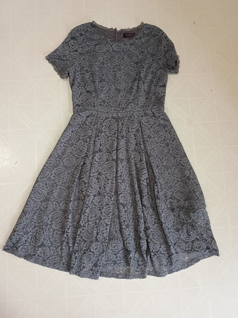 Lace Fit & Flare Dress - Gray
